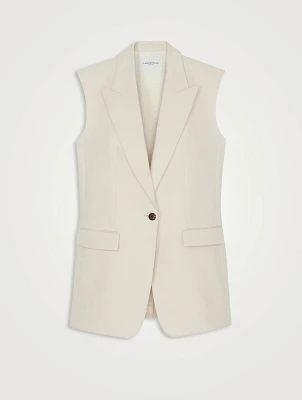 Single-Breasted Linen Vest