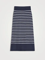 Midi Skirt Stripe Print