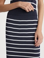 Midi Skirt Stripe Print