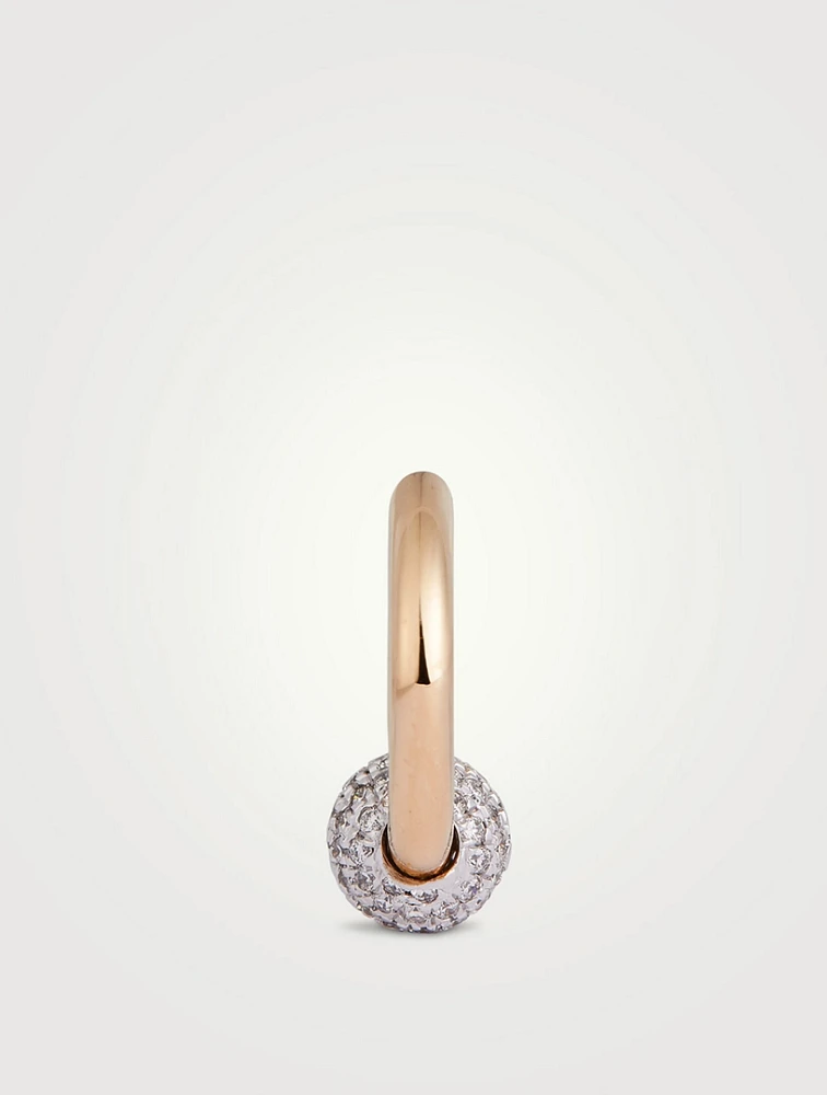 Piercing 14K Gold Pavé Ball Earring With Diamonds