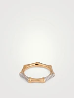 Bamboo 14K Gold Ring With Diamonds