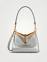 Mini Vela Metallic Leather Shoulder Bag