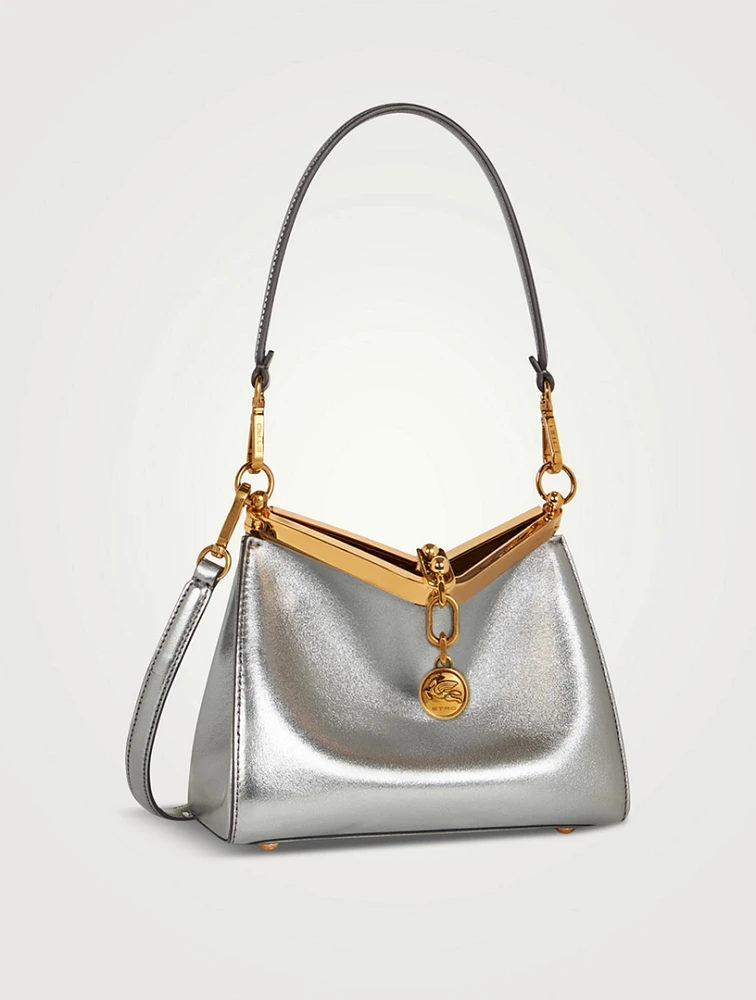 Mini Vela Metallic Leather Shoulder Bag