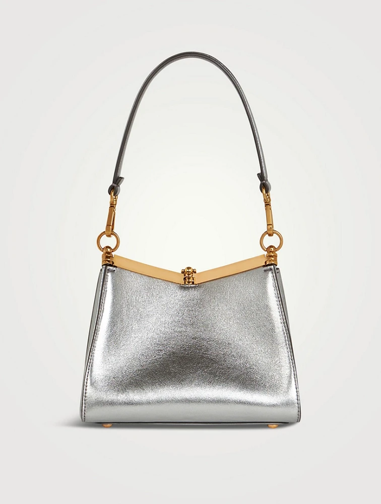 Mini Vela Metallic Leather Shoulder Bag