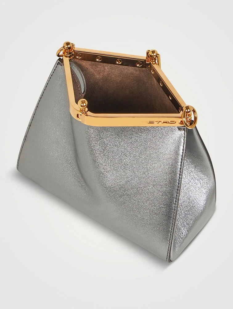 Mini Vela Metallic Leather Shoulder Bag