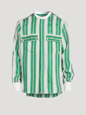 Cadence Silk-Blend Shirt Striped Print