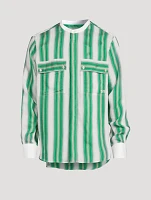 Cadence Silk-Blend Shirt Striped Print