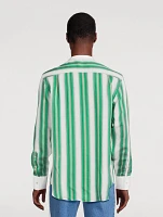 Cadence Silk-Blend Shirt Striped Print