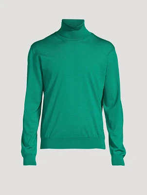 VLogo Embroidered Wool Turtleneck Sweater