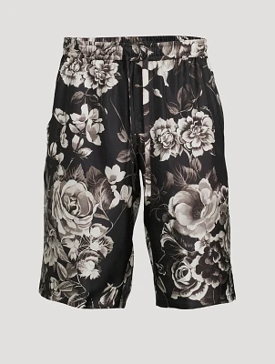 Silk Shorts Floral Print