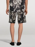 Silk Shorts Floral Print