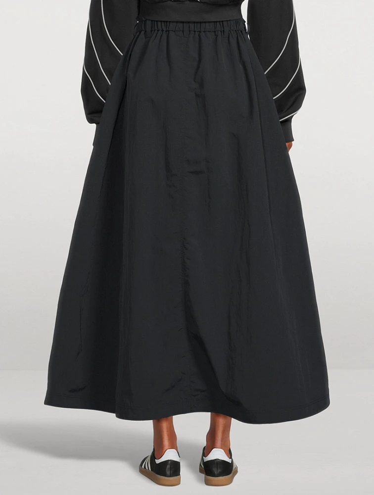 Crinkle Nylon Midi Skirt