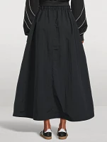 Crinkle Nylon Midi Skirt