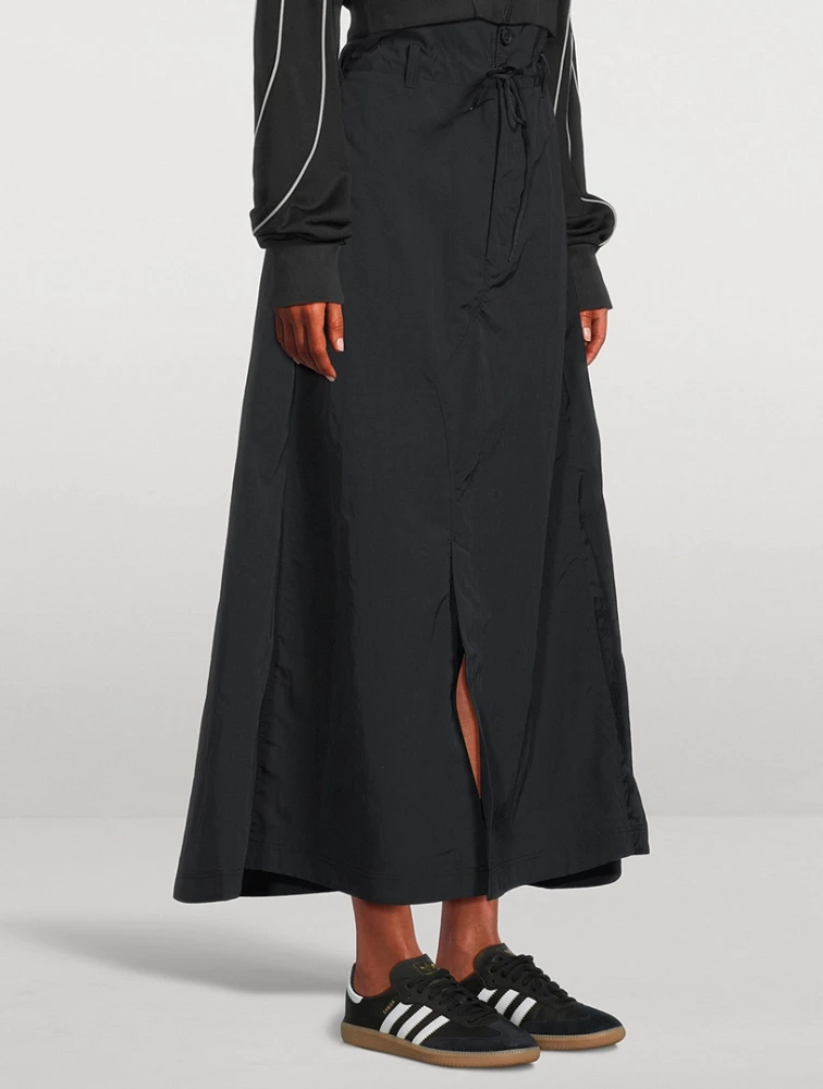 Crinkle Nylon Midi Skirt