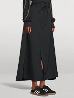 Crinkle Nylon Midi Skirt