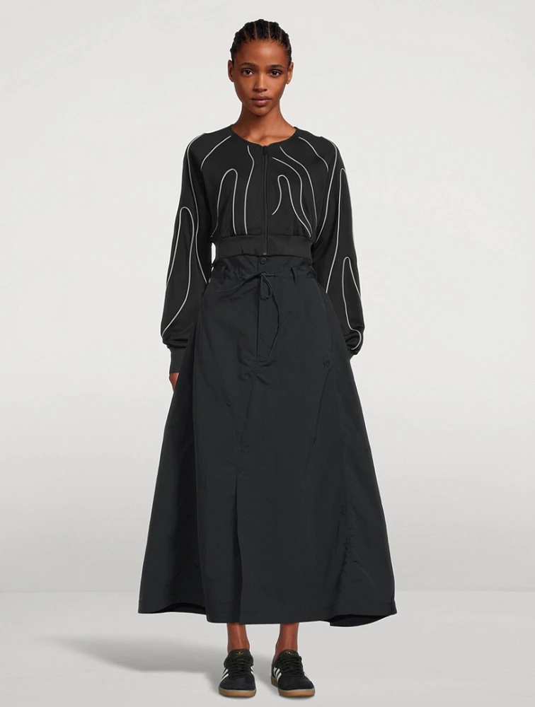 Crinkle Nylon Midi Skirt