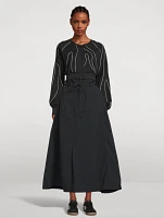 Crinkle Nylon Midi Skirt