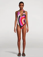 One-Piece Halter Swimsuit Iride Print