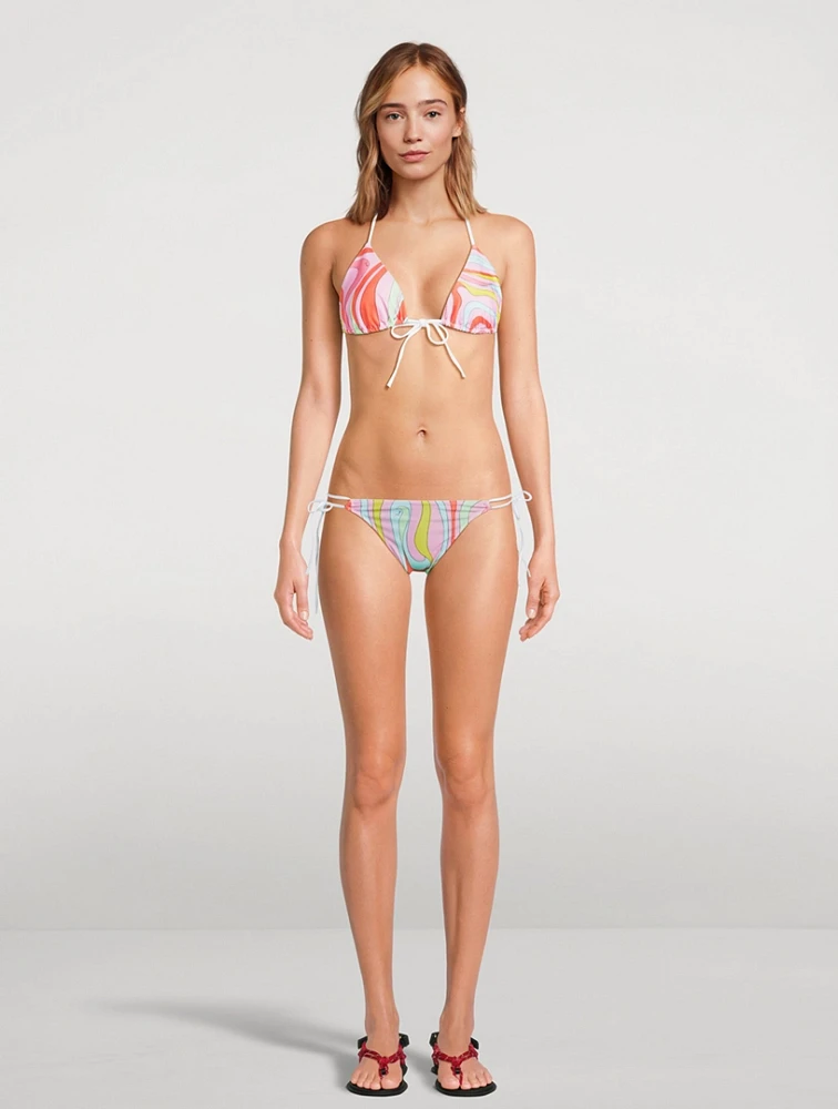 Triangle Bikini Top Marmo Print