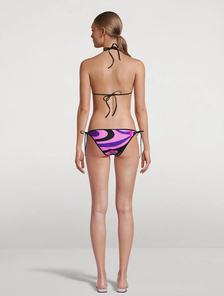 Side-Tie Bikini Bottom Marmo Print