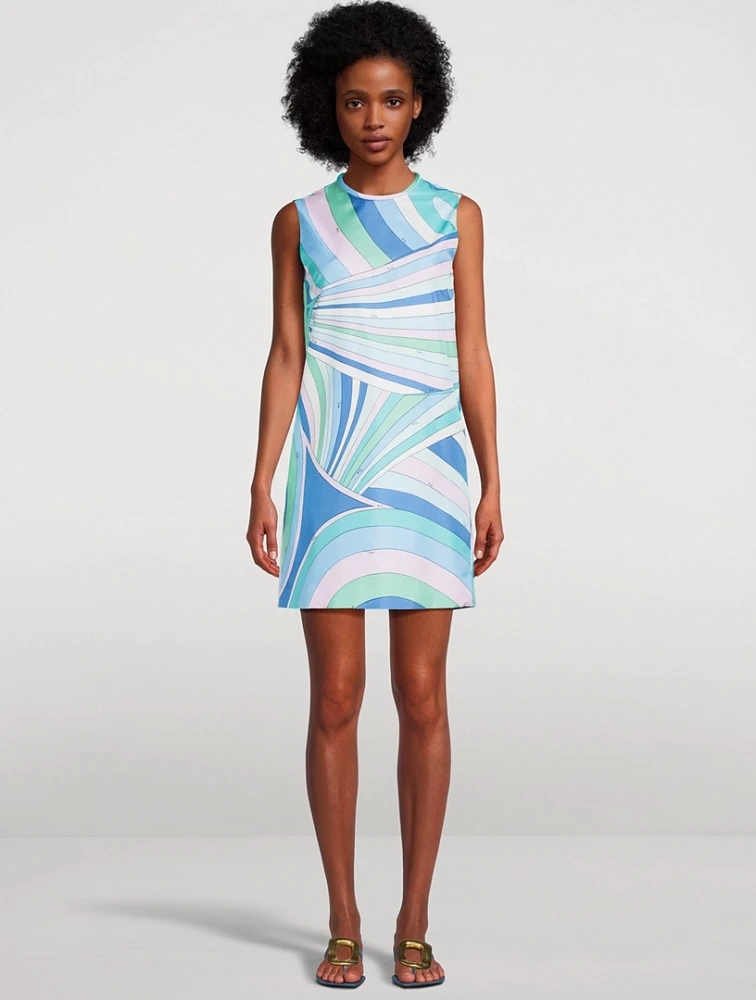 Silk Twill Shift Dress Iride Print