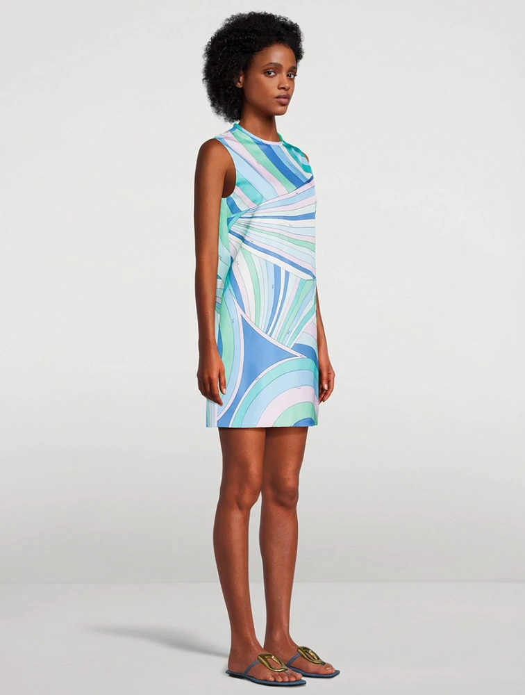 Silk Twill Shift Dress Iride Print