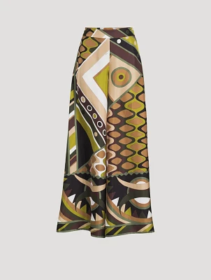 Silk Twill Wide-Leg Trousers Vivara Print