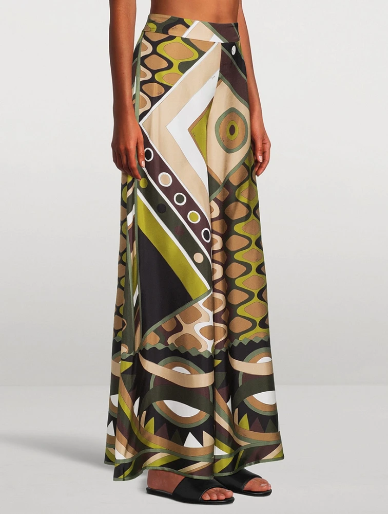 Silk Twill Wide-Leg Trousers Vivara Print