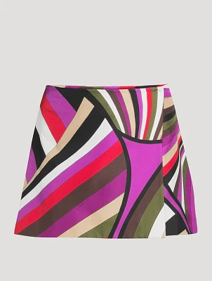 Silk Twill Mini Skirt Iride Print