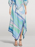 Asymmetric Silk Twill Midi Skirt Cigni Print