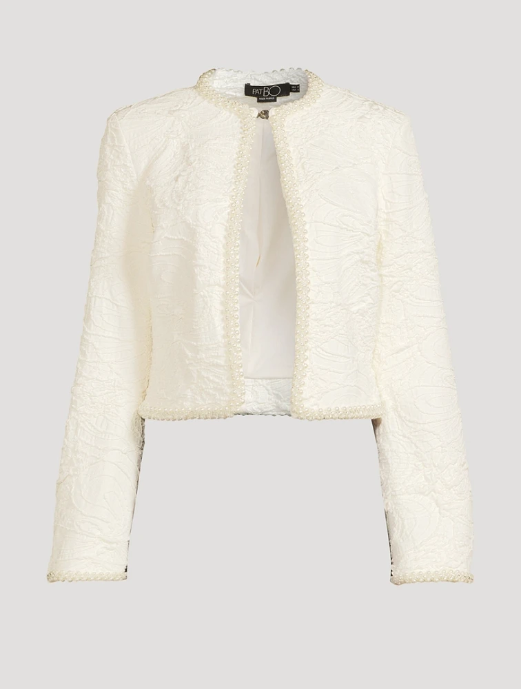 Pearl-Beaded Jacquard Jacket