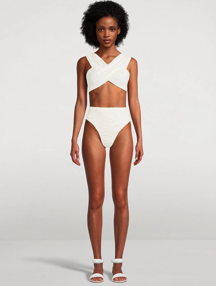 High-Waisted Jacquard Bikini Bottom