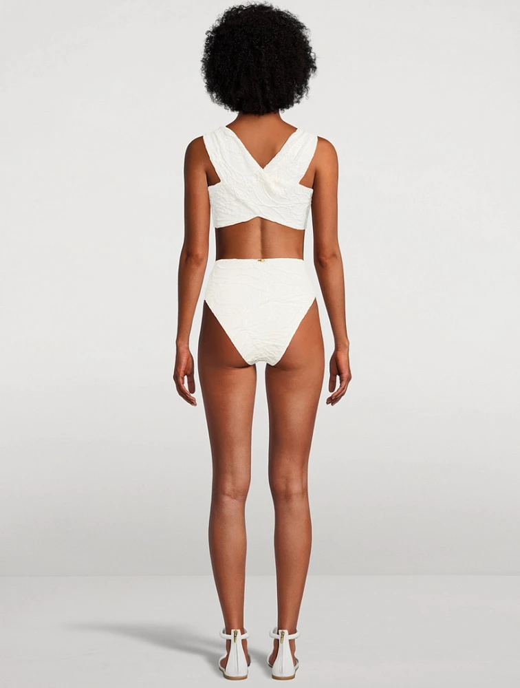 High-Waisted Jacquard Bikini Bottom