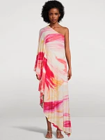 One-Shoulder Maxi Dress Aura Print