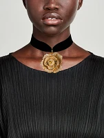 Pave Gardenia On Velvet Rope Necklace