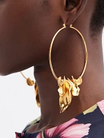 Mixed Leaf Hoop Earrings