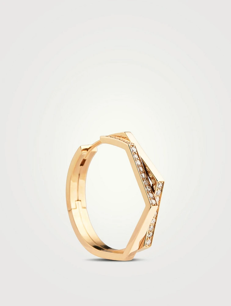 Medium Antifer Gold Earring With Diamonds