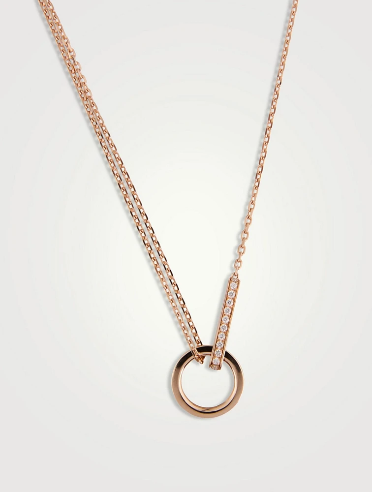 Berbère Module Rose Gold Pendant Necklace With Diamonds