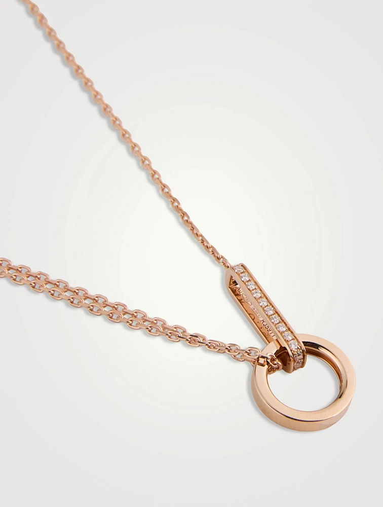 Berbère Module Rose Gold Pendant Necklace With Diamonds