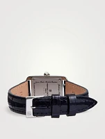Classics Carrée Croc-Embossed Leather Strap Watch
