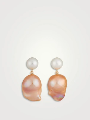 Venus Rose 14K Gold Drop Earrings With Pearls