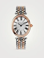 Art Deco Oval Two-Tone Stainless Steel Bracelet Watch
