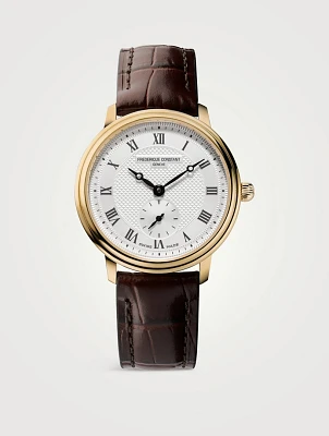 Slimline Small Seconds Stainless Steel Leather Strap Watch