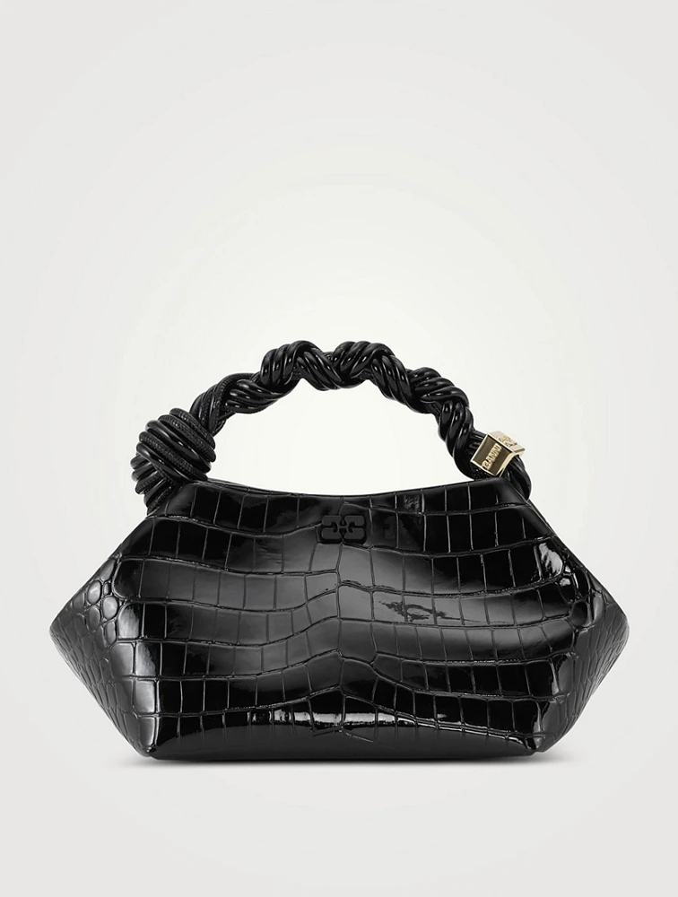 Small Bou Croc-Embossed Patent Shoulder Bag