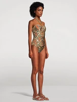 Ottie Halter One-Piece Swimsuit Paisley Print