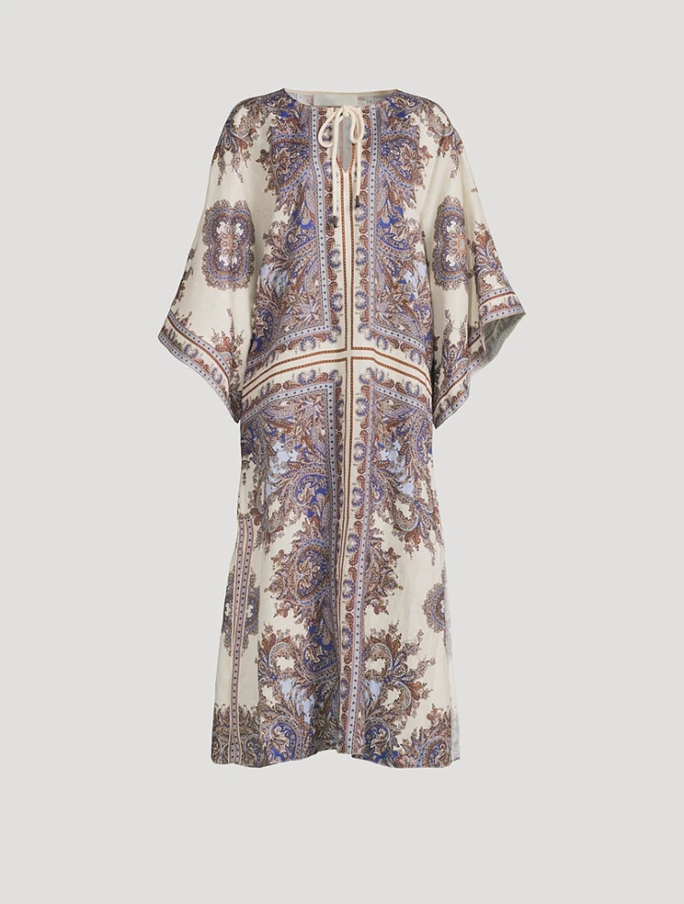 Ottie Linen Caftan Paisley Print