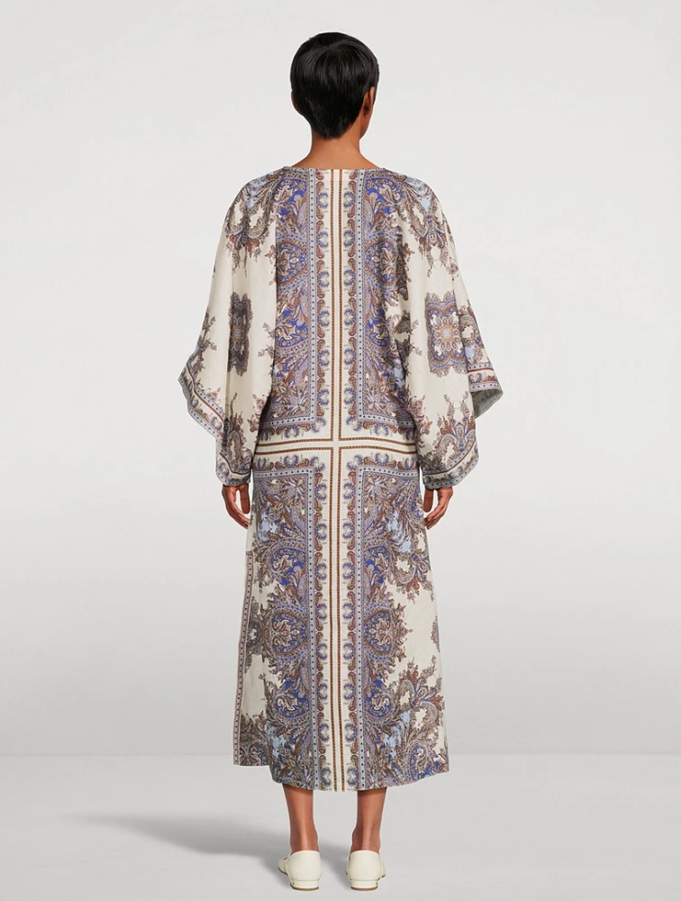 Ottie Linen Caftan Paisley Print