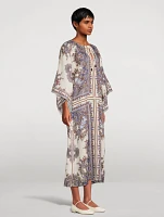 Ottie Linen Caftan Paisley Print