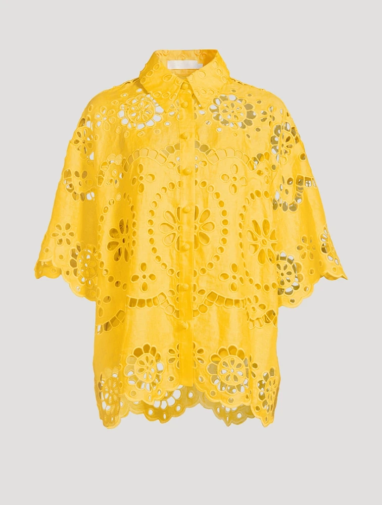 Pop Embroidered Linen Shirt