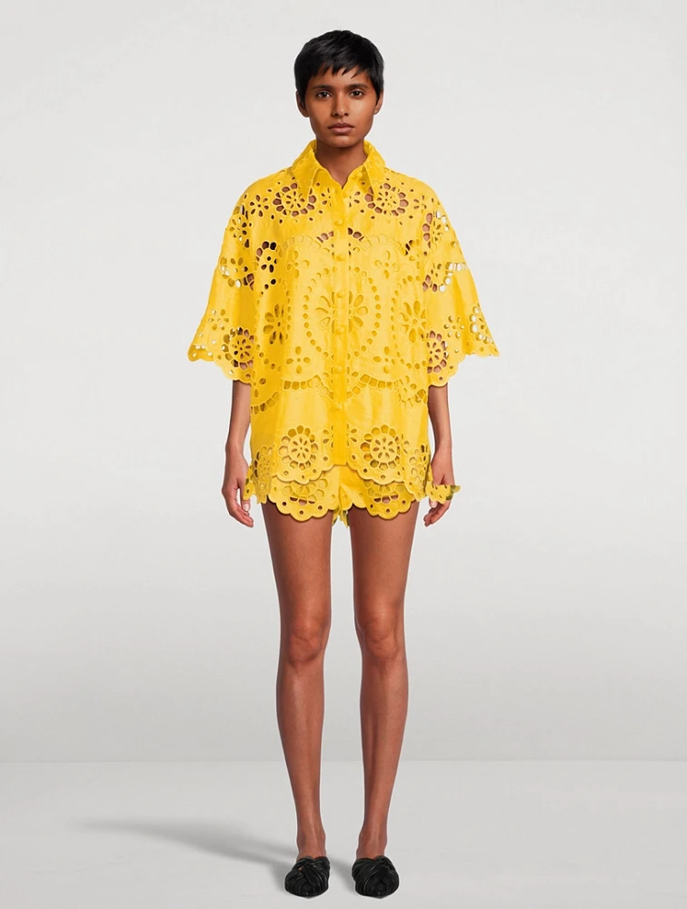 Pop Embroidered Linen Shirt